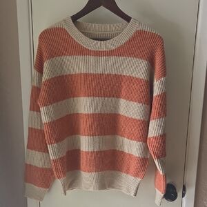 Cozy Striped Orange and Cream Sweater